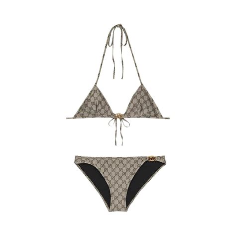 GG stretch jersey bikini in beige and ebony 